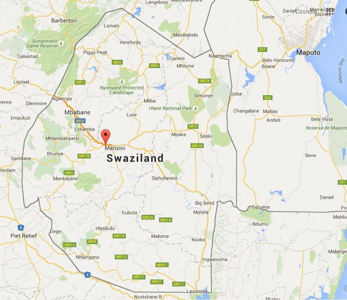 Peta dari Swaziland matsapha