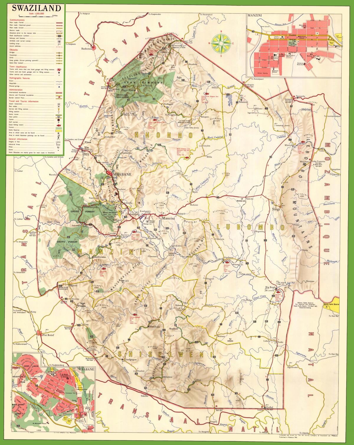 Peta dari Swaziland rinci