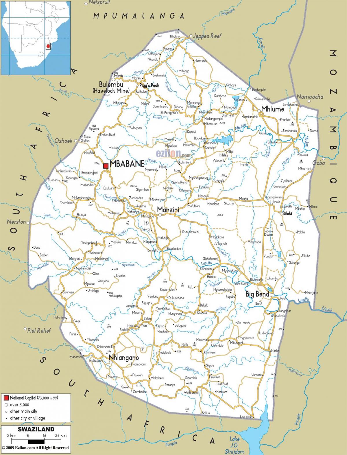 peta dari Swaziland